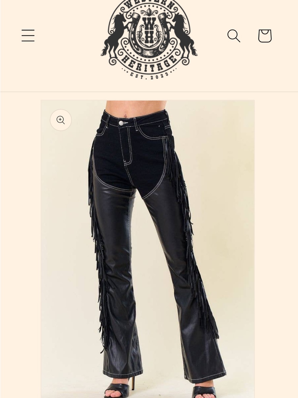 Black Fringe Faux Leather Pants